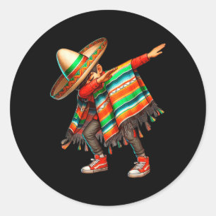 Dab Dance Dabbing Mexican Poncho Cinco De Mayo Men Classic Round Sticker