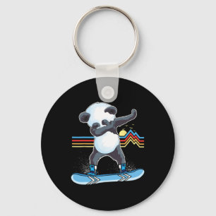Dab Dance Panda Snowboarding Skiing Dabbing Panda Key Ring