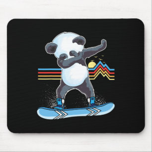 Dab Dance Panda Snowboarding Skiing Dabbing Panda Mouse Pad