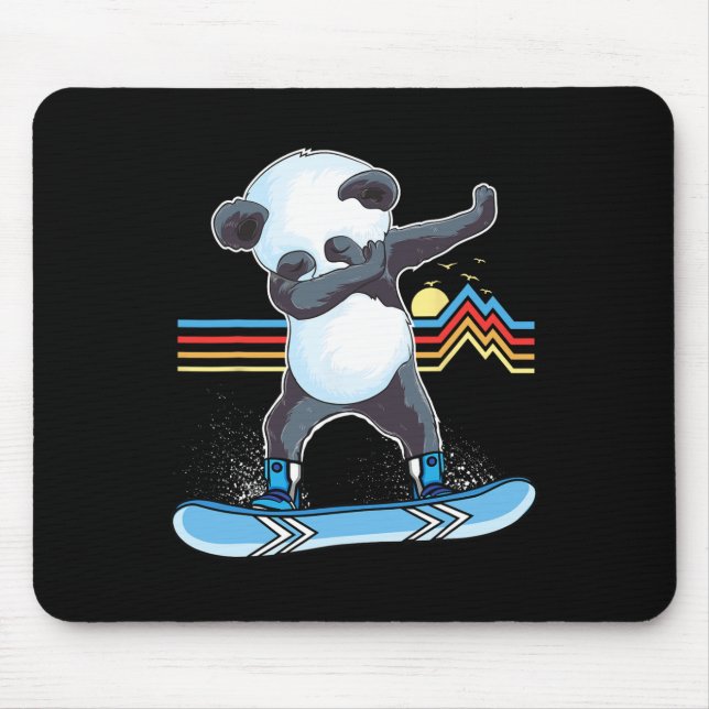 Dab Dance Panda Snowboarding Skiing Dabbing Panda  Mouse Pad (Front)