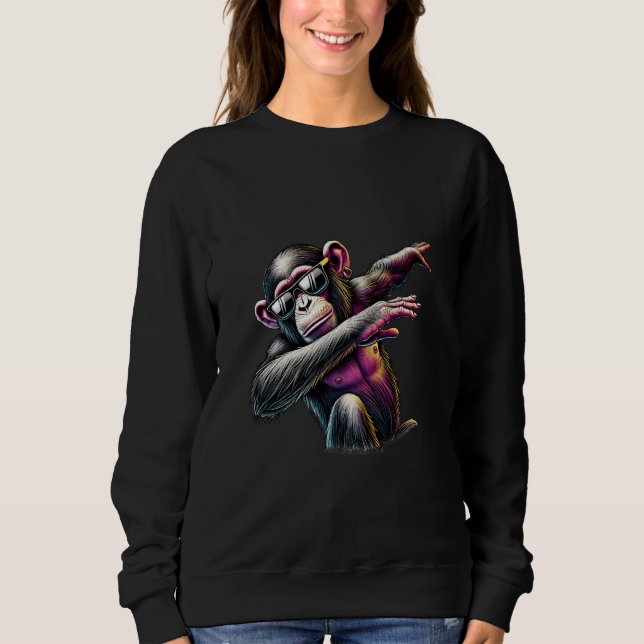 Dab dancing chimpanzee monkey with sunglasses sweatshirt (Front)