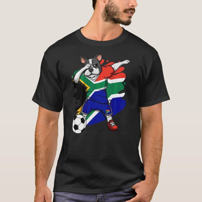 Dab French Bulldog South Africa Soccer Fans Jersey T-Shirt (Front)