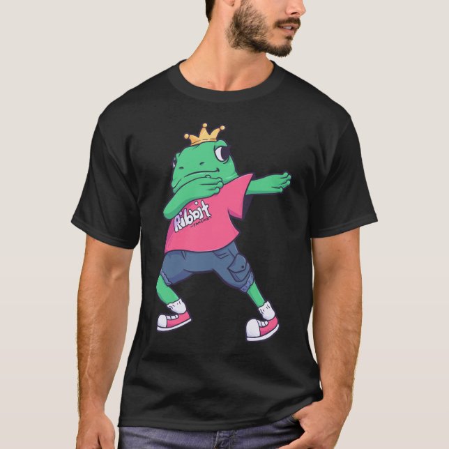 dab Frog Ribbit King Quack dabbing T-Shirt (Front)