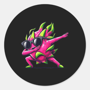Dab Fruit Dancing Dabbing Dragon Fruit Meme Classic Round Sticker