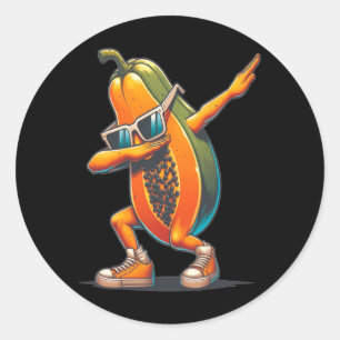 Dab Papaya Dancing Dabbing Papaya Fruit With Sungl Classic Round Sticker