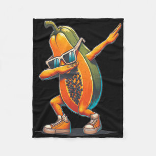 Dab Papaya Dancing Dabbing Papaya Fruit With Sungl Fleece Blanket
