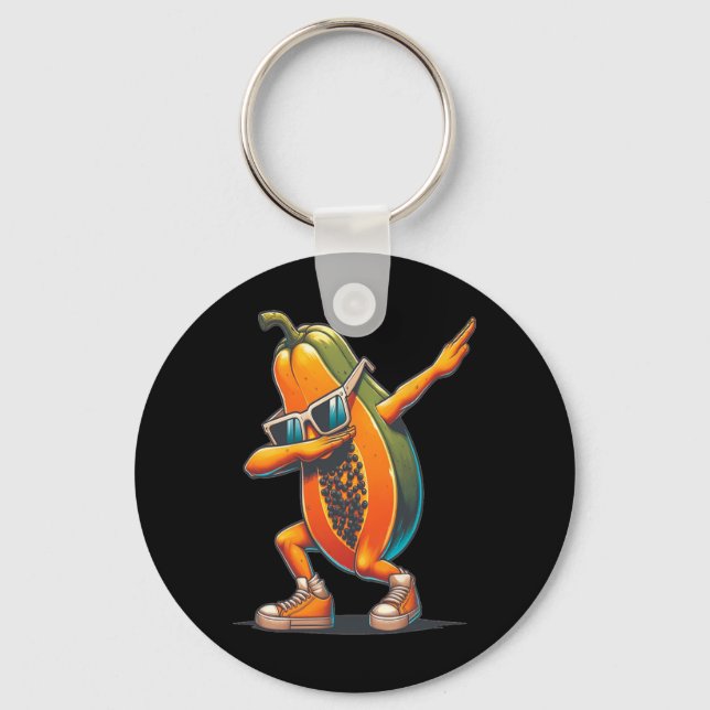 Dab Papaya Dancing Dabbing Papaya Fruit With Sungl Key Ring (Front)