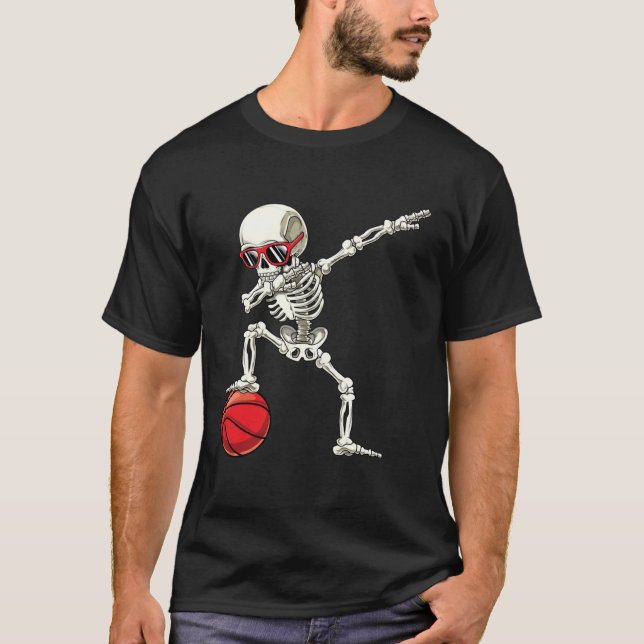Dab Skeleton  Dabbing Skeleton Basketball Boy Hall T-Shirt (Front)