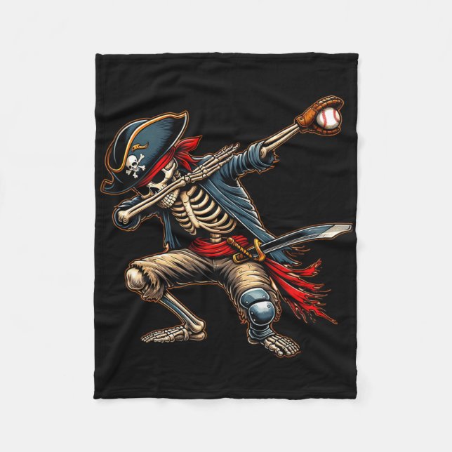 Dab Skeleton Dabbing Skeleton Pirate Baseball  Fleece Blanket (Front)