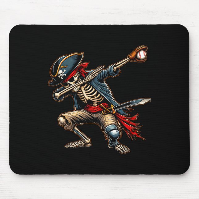 Dab Skeleton Dabbing Skeleton Pirate Baseball  Mouse Pad (Front)