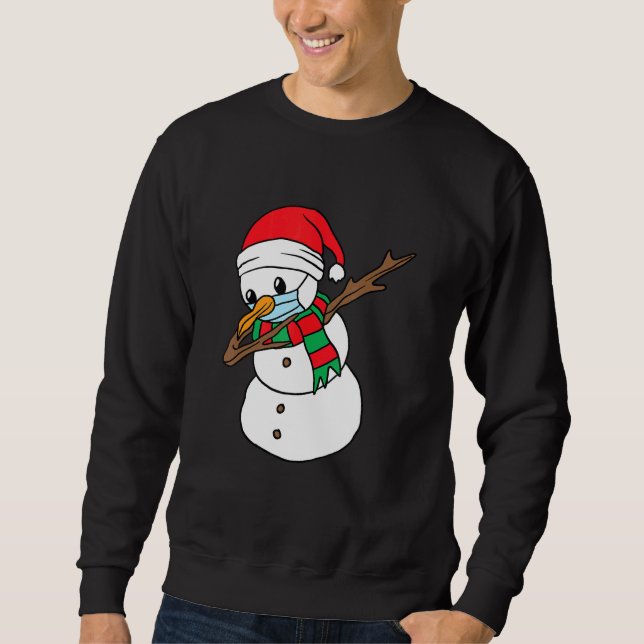 Dab Snowman Facial Mask Christmas Sweatshirt (Front)