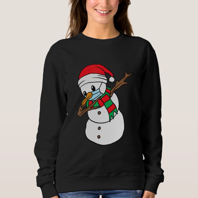 Dab Snowman Facial Mask Christmas Sweatshirt (Front)