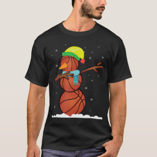 Dab Snowman Made Of Basketball Balls Christmas Gif T-Shirt