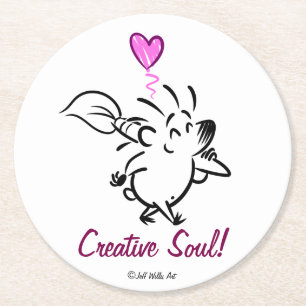 DAB the ARTIST HEDGEHOG Round Paper Coaster