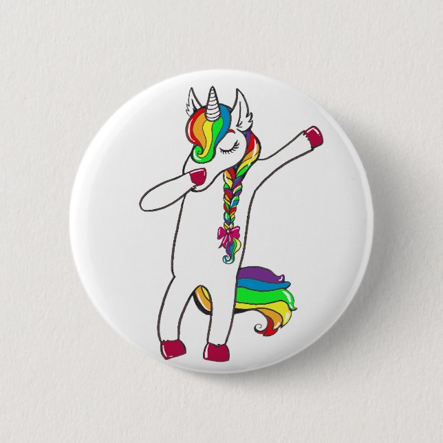 Dab unicorn 6 cm round badge (Front)