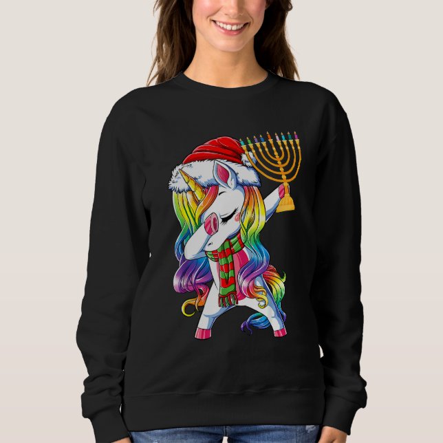 Dab Unicorn Christmas Kids Girls Women Jewnicorn H Sweatshirt (Front)