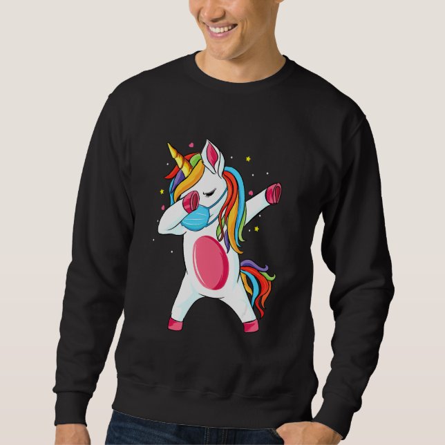 Dab Unicorn  Dabbing Unicorn Mouth Guard Breathing Sweatshirt (Front)