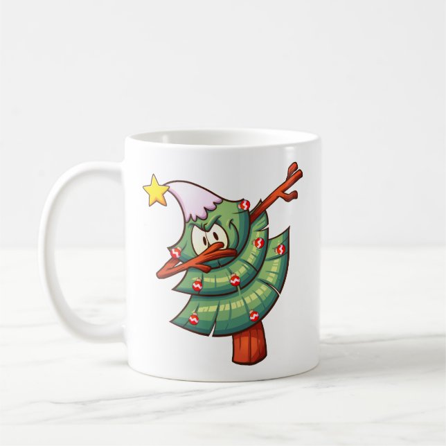 Dabbin’ Christmas Tree Holiday Mug (Left)
