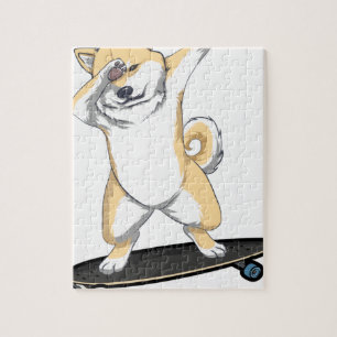 Dabbinbg Shiba Inu on Skateboard Coffee Mug Jigsaw Puzzle