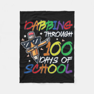 Dabbing 100 Days School Pencil 100th Day Boys Kids Fleece Blanket