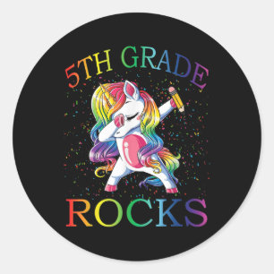 Dabbing 5th Grade Rocks Unicorn First Day Of Schoo Classic Round Sticker