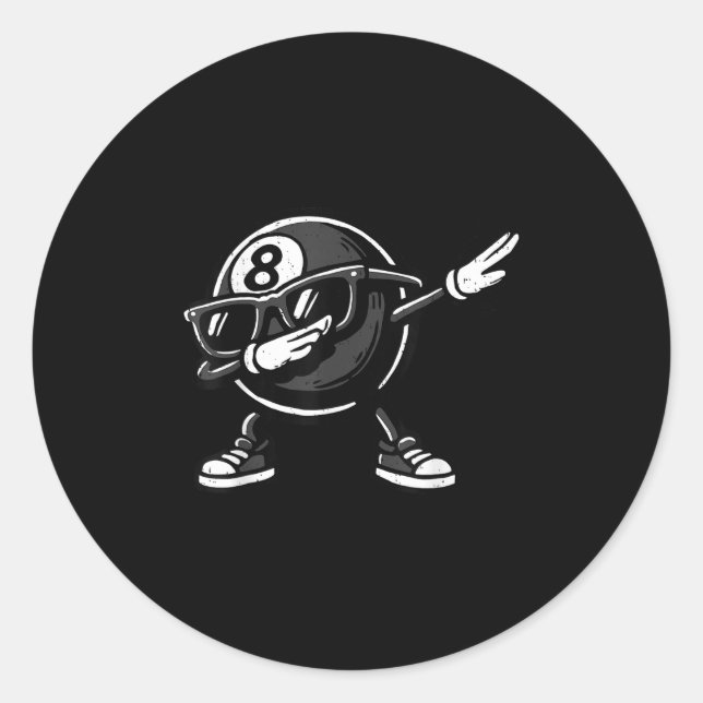Dabbing 8 Ball Billiard Funny Ol Player Dab Dance  Classic Round Sticker (Front)