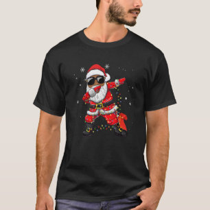 Dabbing African American Santa Christmas Tree Lig T-Shirt