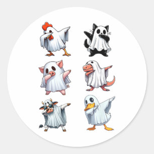 Dabbing Animals Farm Halloween Ghost Costume Funny Classic Round Sticker