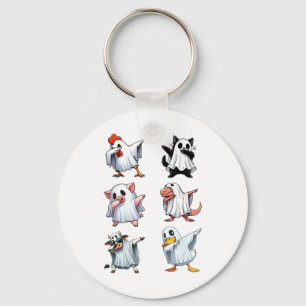 Dabbing Animals Farm Halloween Ghost Costume Funny Key Ring