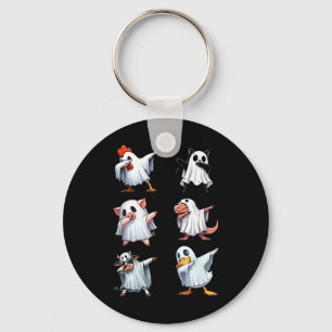 Dabbing Animals Farm Halloween Ghost Costume Funny Key Ring