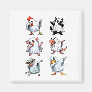 Dabbing Animals Farm Halloween Ghost Costume Funny Magnet