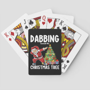 Dabbing Around the Christmas Tree Santa Holiday Playing Cards