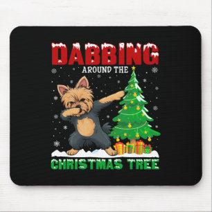Dabbing Around The Christmas Tree Yorkie Dog Xmas Mouse Pad