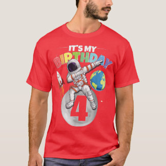 Dabbing Astronaut 4th Birthday Boy Girl 4 Years 20 T-Shirt