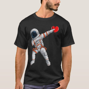 Dabbing Astronaut Heart Valentines Day Funny Kids T-Shirt