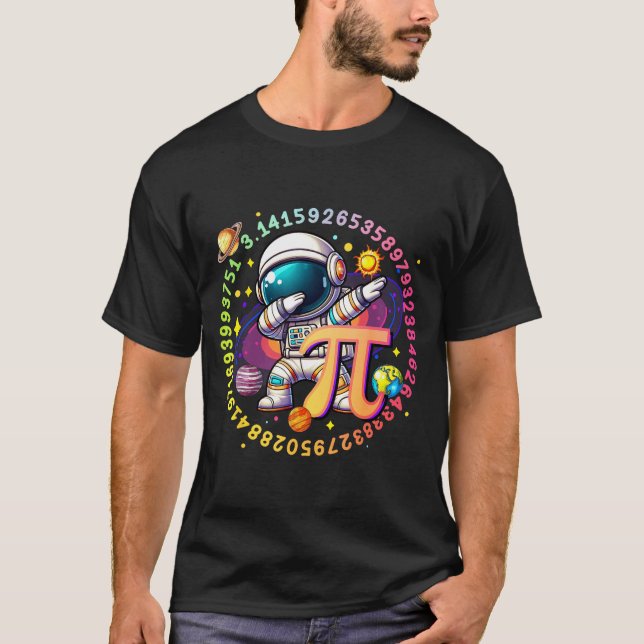 Dabbing astronaut symbol math day solar system  T-Shirt (Front)
