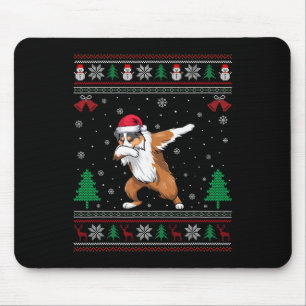 Dabbing Australian Shepherd Dog Santa Hat Boys Gir Mouse Pad