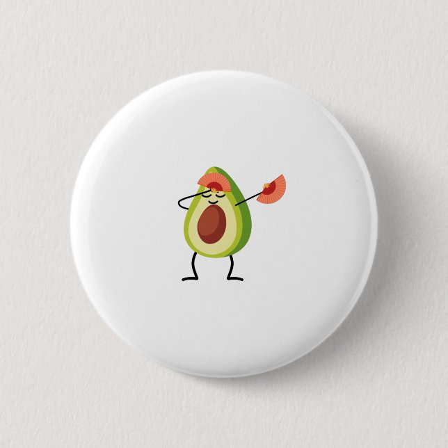 Dabbing Avocado Chinese Dance-design 6 Cm Round Badge (Front)