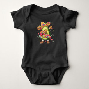 Dabbing Avocado Cinco De Mayo Funny Mexican Poncho Baby Bodysuit