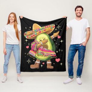 Dabbing Avocado Cinco De Mayo Funny Mexican Poncho Fleece Blanket