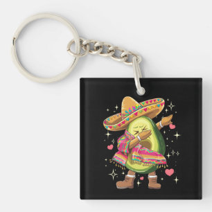 Dabbing Avocado Cinco De Mayo Funny Mexican Poncho Key Ring