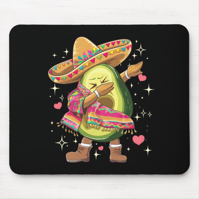 Dabbing Avocado Cinco De Mayo Funny Mexican Poncho Mouse Pad (Front)