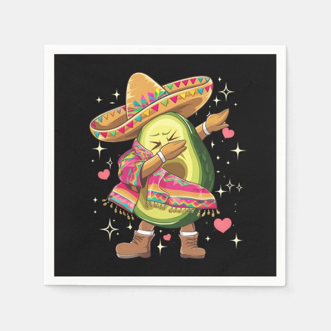 Dabbing Avocado Cinco De Mayo Funny Mexican Poncho Napkin (Front)