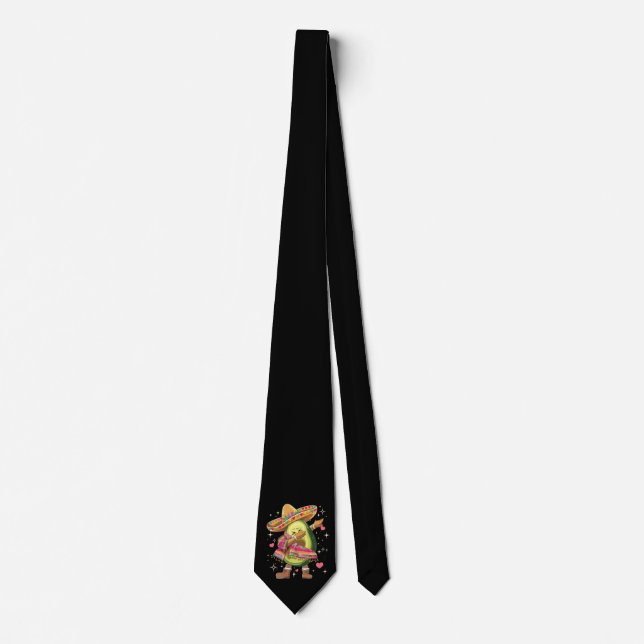Dabbing Avocado Cinco De Mayo Funny Mexican Poncho Tie (Front)