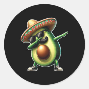 Dabbing Avocado Funny Vegan Food Lover Cinco De Ma Classic Round Sticker