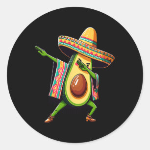 Dabbing Avocado Mexican Poncho Cinco De Mayo Classic Round Sticker