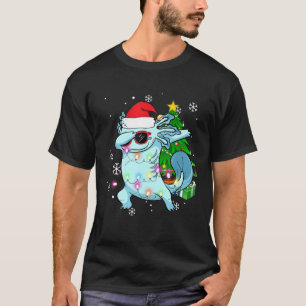 Dabbing Axolotl Christmas Tree Light Kids Boy Yout T-Shirt