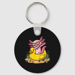 Dabbing Axolotl Rubber Duck Funny Summer Vacation Key Ring