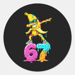 Dabbing Banana 67 Ice Cream Drip Funny Six Seven M Classic Round Sticker