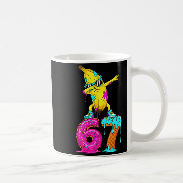 Dabbing Banana 67 Ice Cream Drip Funny Six Seven M Coffee Mug (Right)